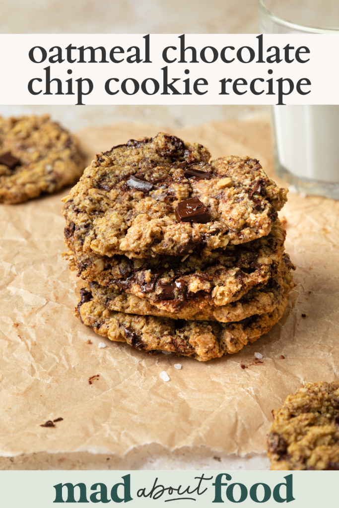 Image for pinning Oatmeal Chocolate Chip Cookie recipe on Pinterest