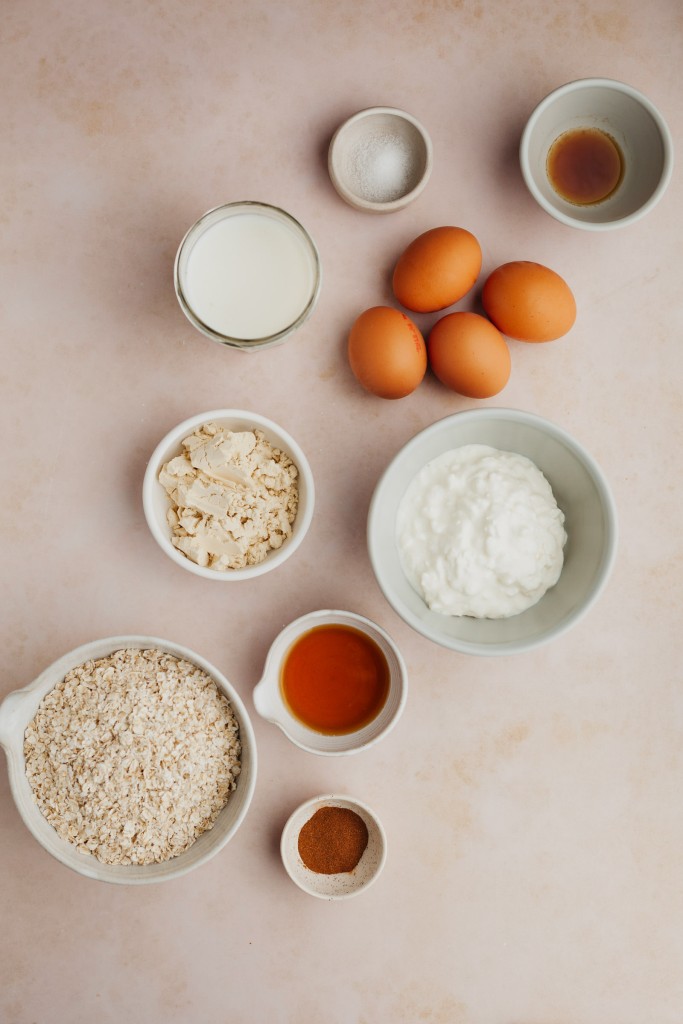 Above view of ingredients for protein oats