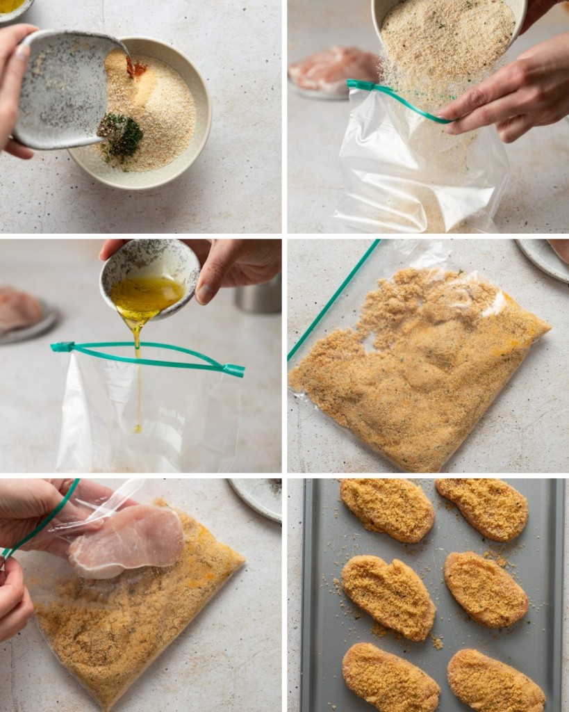 Step by step assembly of shake and bake pork chops recipe