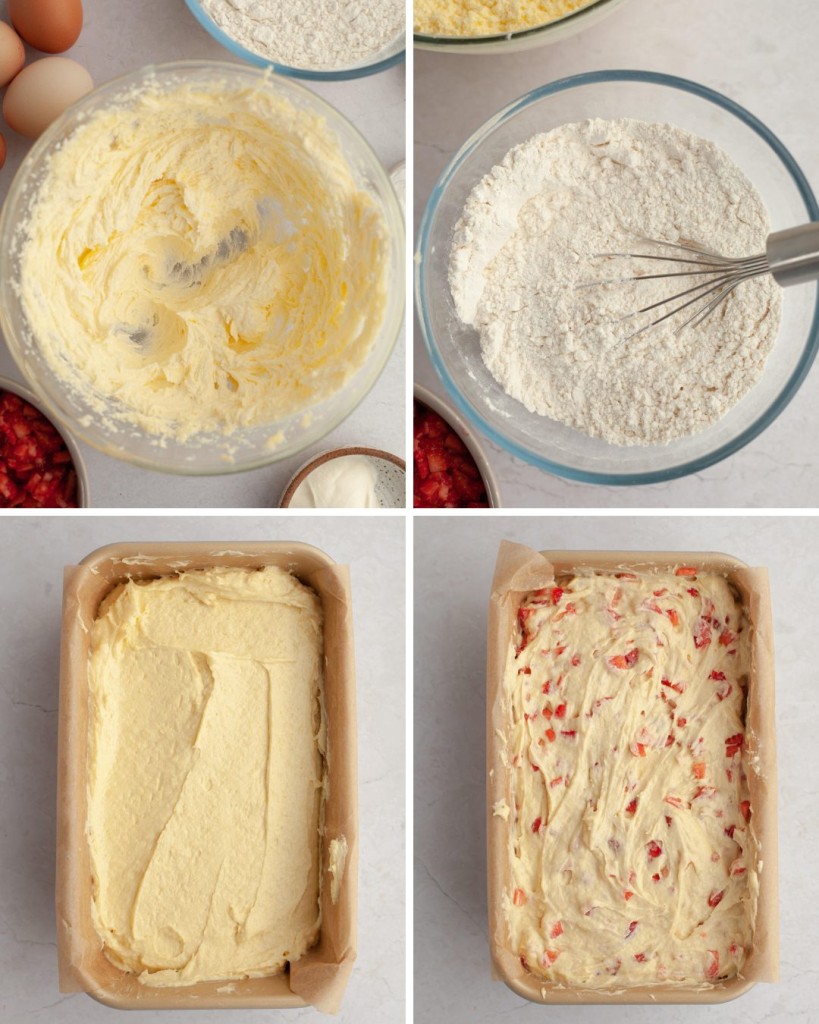 Step by step assembly of a strawberry cake recipe