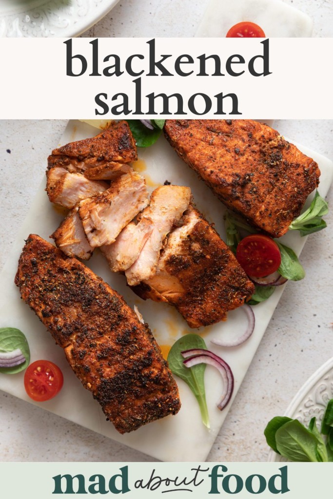Image for pinning blackened salmon recipe on pinterest