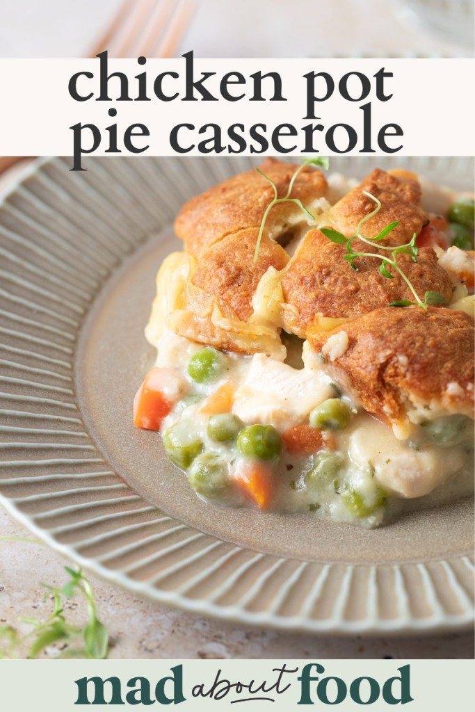 Image for pinning Chicken Pot Pie Casserole Recipe on Pinterest