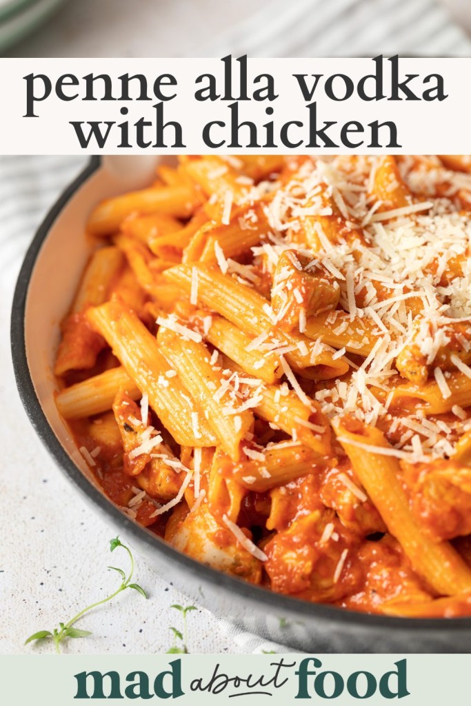 Image for pinning penne alla vodka with chicken on pinterest