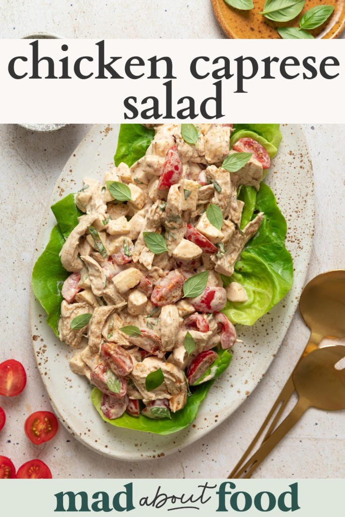 Image for pinning chicken caprese salad recipe on pinterest