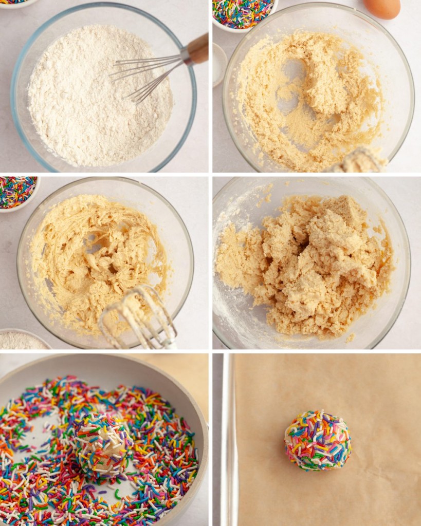 step by step assembly of sprinkle cookies