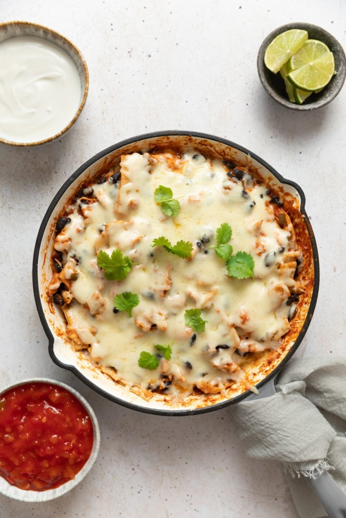 Above view of an enchilada skillet
