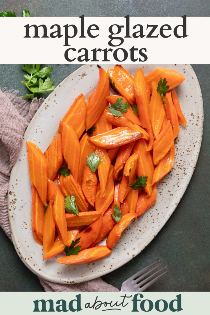 Image for pinning maple glazed carrot recipe on Pinterest