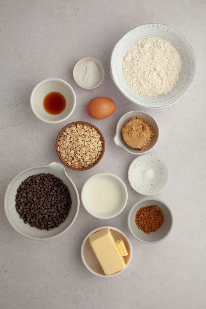 Above view of ingredients for chocolate chip scones