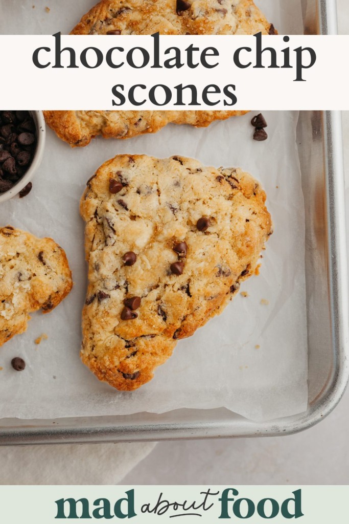 Image for pinning chocolate chip scones recipe on pinterest