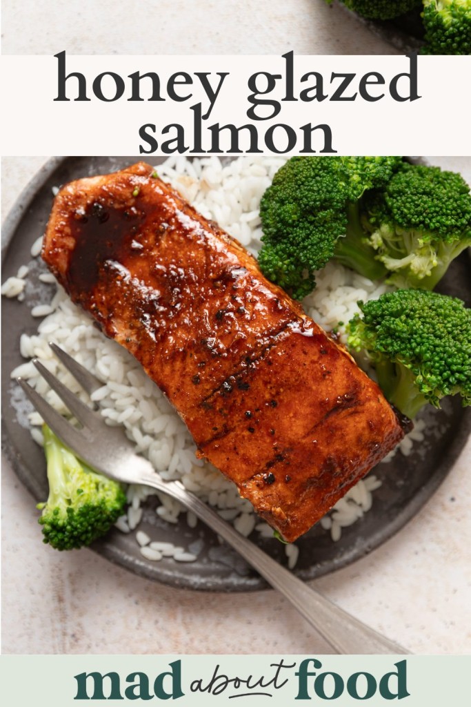 Image for pinning honey glazed salmon recipe on Pinterest