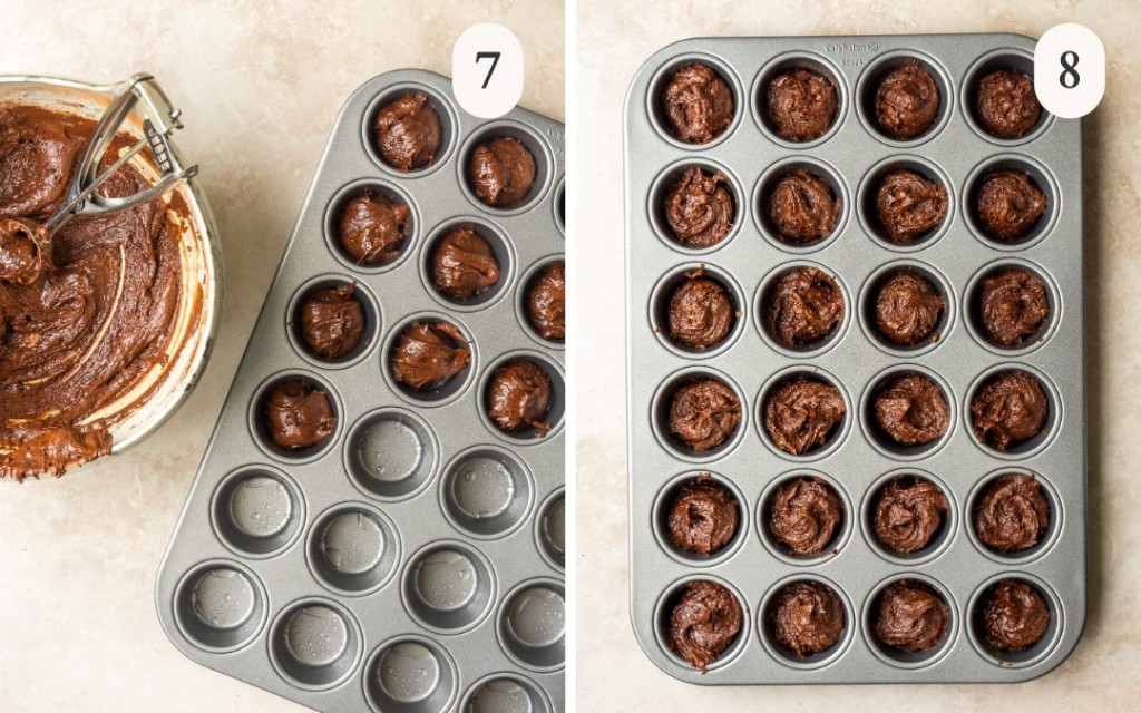 Steps 7 and 8 for making fudgy brownie bites