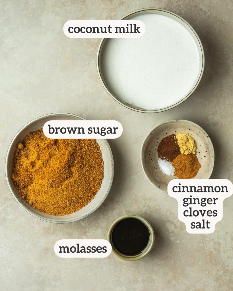Above view of ingredients for gingerbread syrup