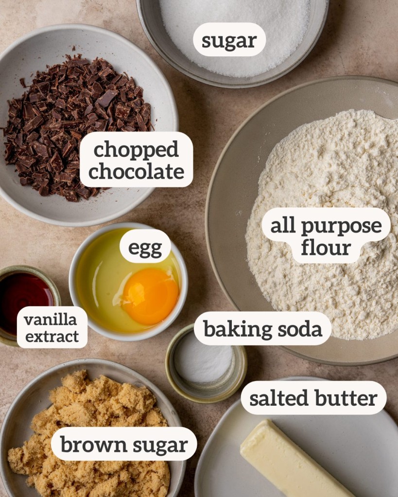 Above view of ingredients for brown butter cookies