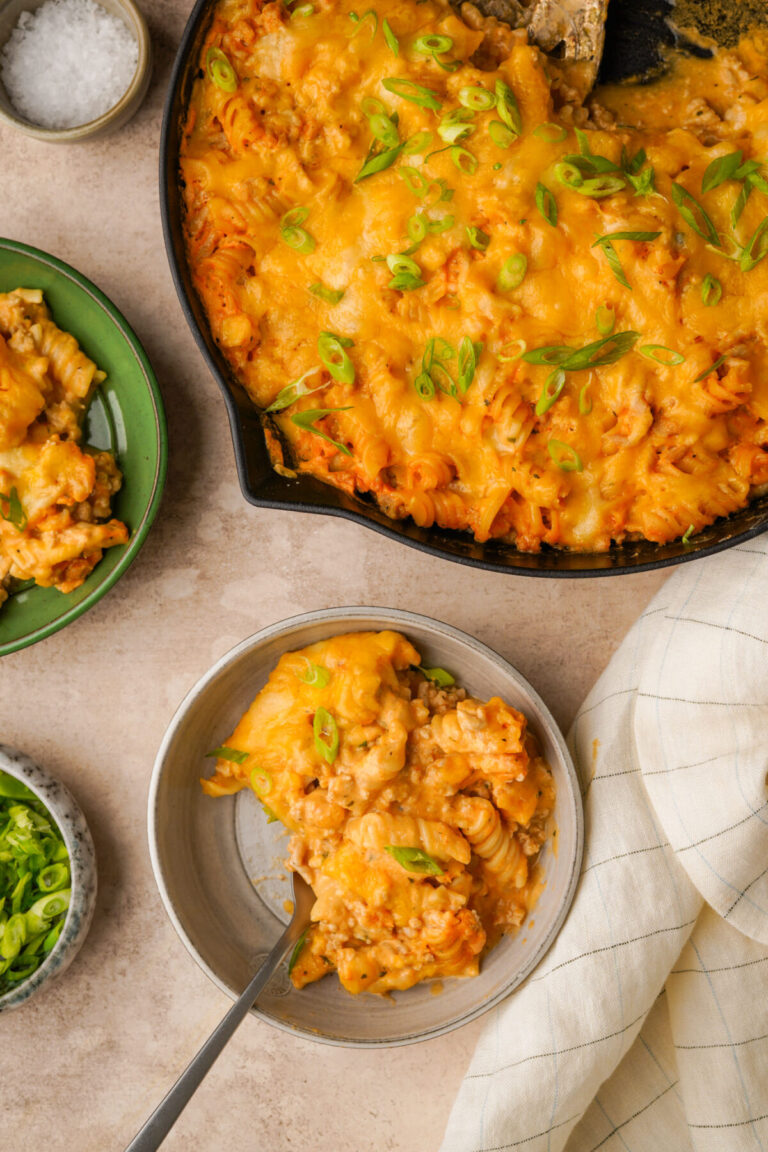 High Protein Buffalo Chicken Mac and Cheese