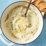 pan of creamy mashed potatoes