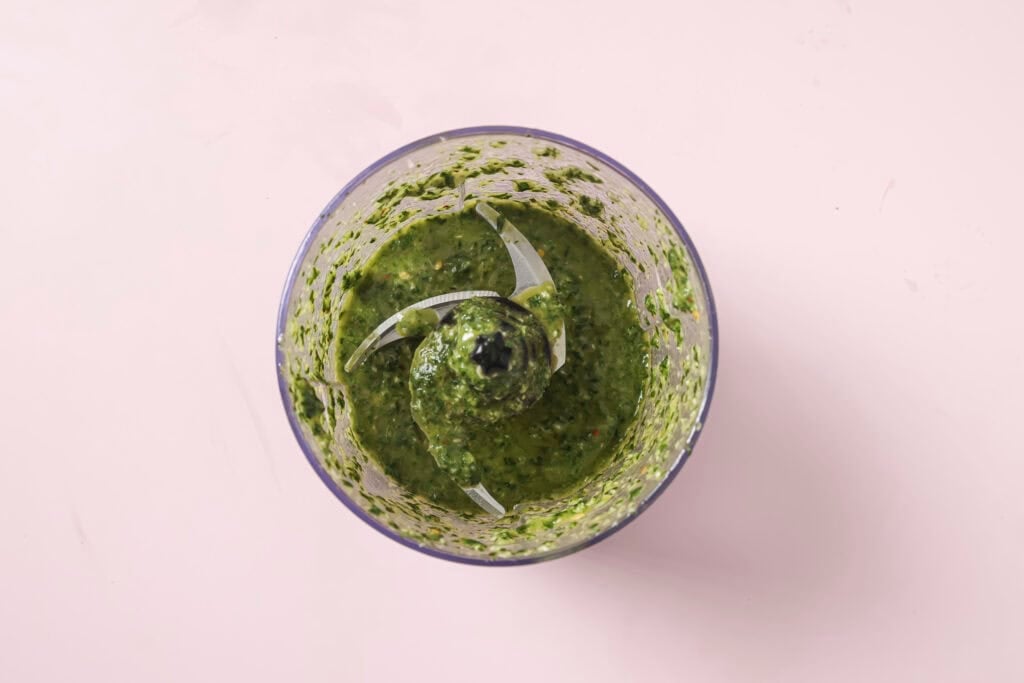 chimichurri salad dressing in a food processor