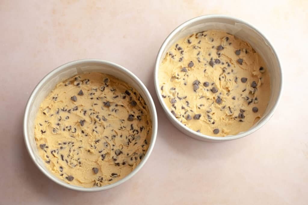 cookie cake separated into two pans