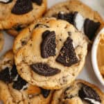 stack of peanut butter oreo cookies on a plate